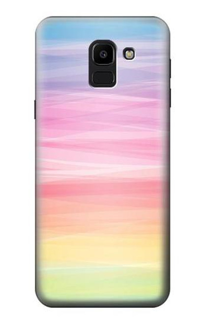 W3507 Coloré Arc-en-ciel pastel Etui Coque Housse et Flip Housse Cuir pour Samsung Galaxy J6 (2018)