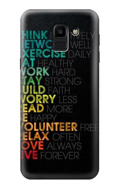 W3523 À des mots Pensez Positifs Etui Coque Housse et Flip Housse Cuir pour Samsung Galaxy J6 (2018)