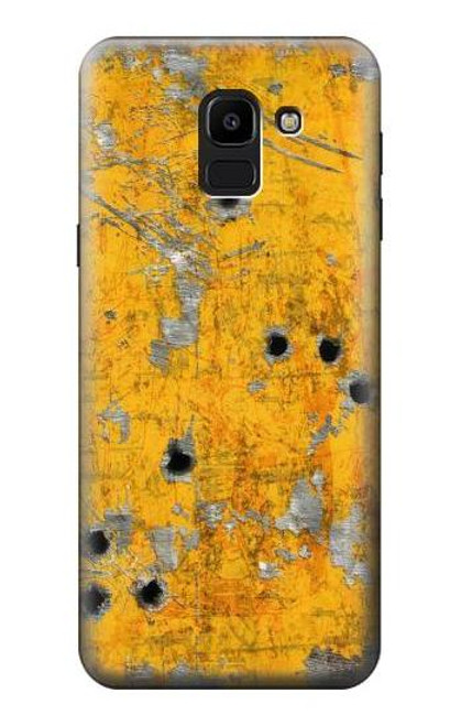 W3528 Bullet Rouille Jaune Métal Etui Coque Housse et Flip Housse Cuir pour Samsung Galaxy J6 (2018)