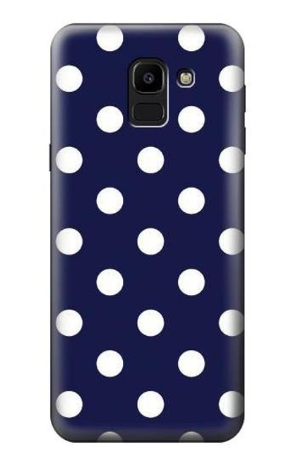 W3533 Bleu à pois Etui Coque Housse et Flip Housse Cuir pour Samsung Galaxy J6 (2018)