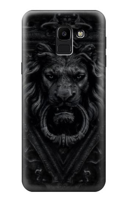 W3619 Lion noir gothique Etui Coque Housse et Flip Housse Cuir pour Samsung Galaxy J6 (2018)