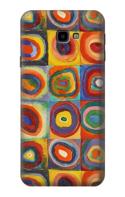 W3409 Carrés cercles concentriques Etui Coque Housse et Flip Housse Cuir pour Samsung Galaxy J4+ (2018), J4 Plus (2018)