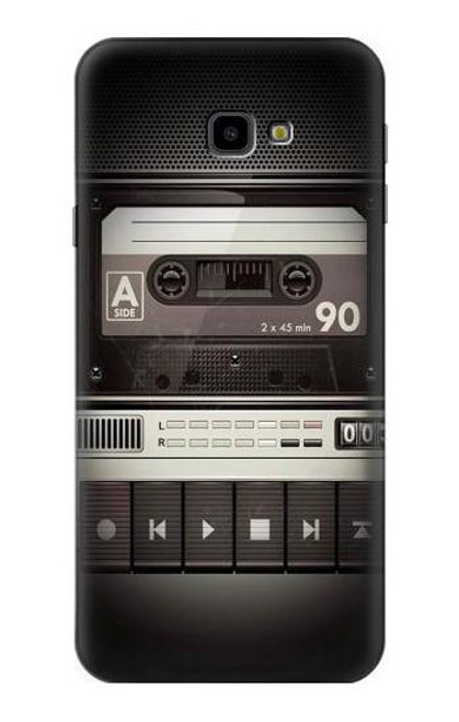 W3501 Lecteur cassette millésimé Etui Coque Housse et Flip Housse Cuir pour Samsung Galaxy J4+ (2018), J4 Plus (2018)