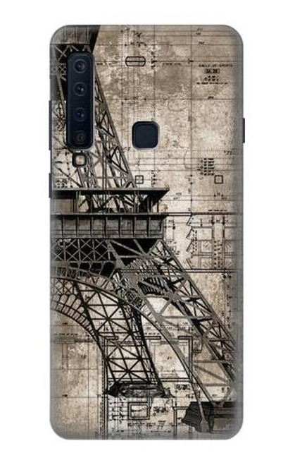 W3416 Plan Tour Eiffel Etui Coque Housse et Flip Housse Cuir pour Samsung Galaxy A9 (2018), A9 Star Pro, A9s