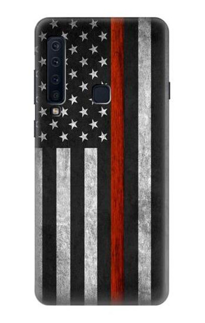 W3472 sapeur pompier Rouge mince ligne Drapeau Etui Coque Housse et Flip Housse Cuir pour Samsung Galaxy A9 (2018), A9 Star Pro, A9s