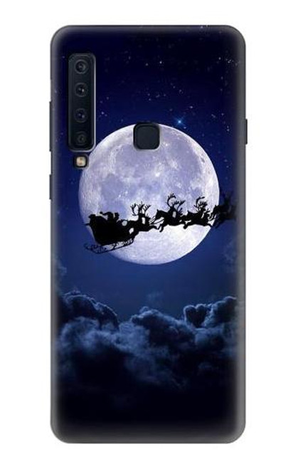 W3508 Noël Père Noël Lune Etui Coque Housse et Flip Housse Cuir pour Samsung Galaxy A9 (2018), A9 Star Pro, A9s