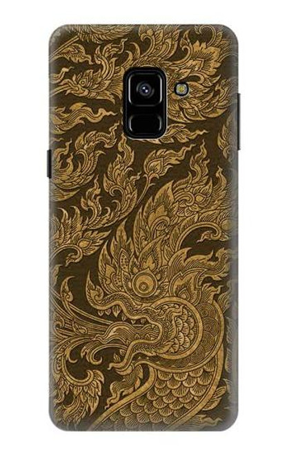 W3382 Thai Art Naga Etui Coque Housse et Flip Housse Cuir pour Samsung Galaxy A8 (2018)