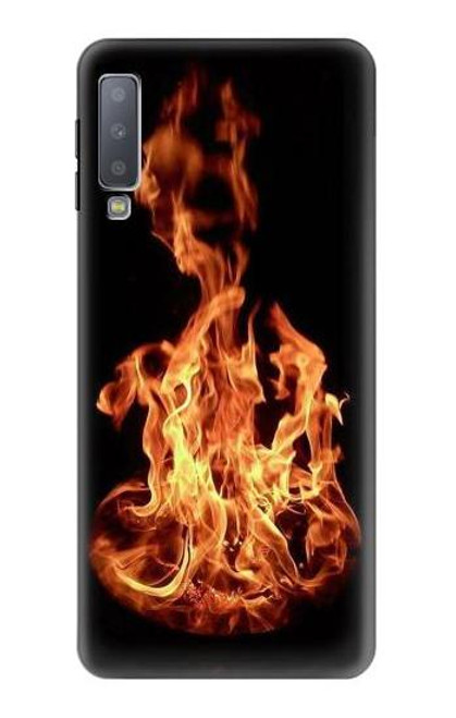 W3379 Cadre d'incendie Etui Coque Housse et Flip Housse Cuir pour Samsung Galaxy A7 (2018)