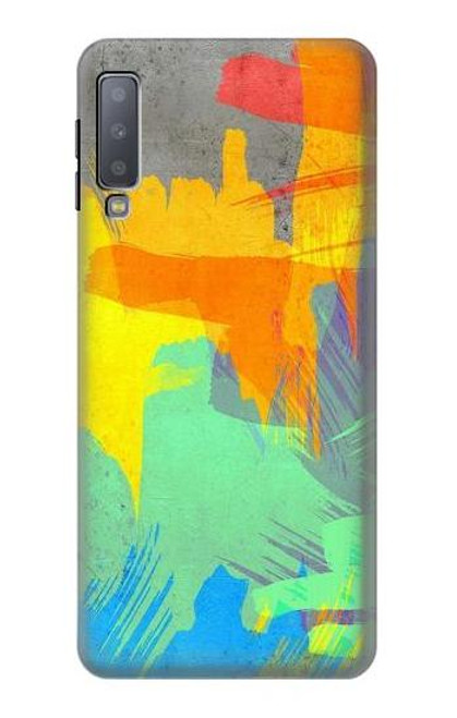 W3423 Coup de pinceau Etui Coque Housse et Flip Housse Cuir pour Samsung Galaxy A7 (2018)