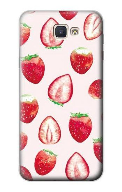 W3481 fraise Etui Coque Housse et Flip Housse Cuir pour Samsung Galaxy J7 Prime (SM-G610F)