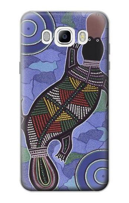 W3387 Platypus Art aborigène d'Australie Etui Coque Housse et Flip Housse Cuir pour Samsung Galaxy J7 (2016)
