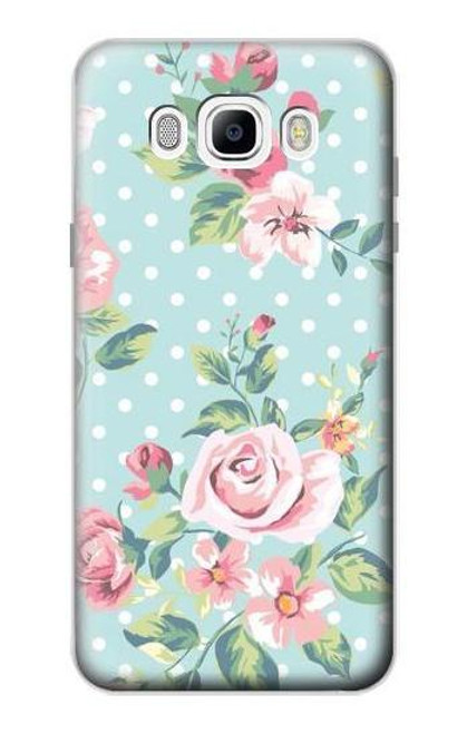 W3494 Rose à pois millésimé Etui Coque Housse et Flip Housse Cuir pour Samsung Galaxy J7 (2016)