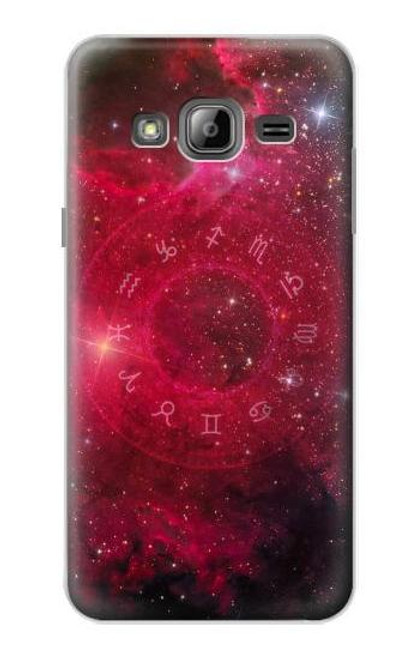 W3368 Zodiaque Rouge Galaxie Etui Coque Housse et Flip Housse Cuir pour Samsung Galaxy J3 (2016)