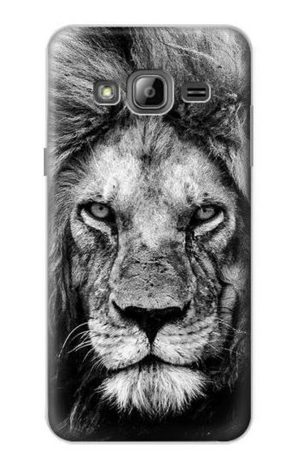 W3372 Lion Visage Etui Coque Housse et Flip Housse Cuir pour Samsung Galaxy J3 (2016)