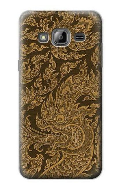 W3382 Thai Art Naga Etui Coque Housse et Flip Housse Cuir pour Samsung Galaxy J3 (2016)