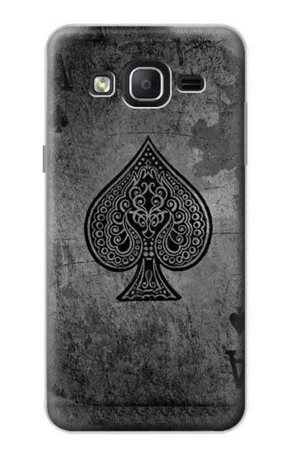 W3446 Noir Ace Spade Etui Coque Housse et Flip Housse Cuir pour Samsung Galaxy On5