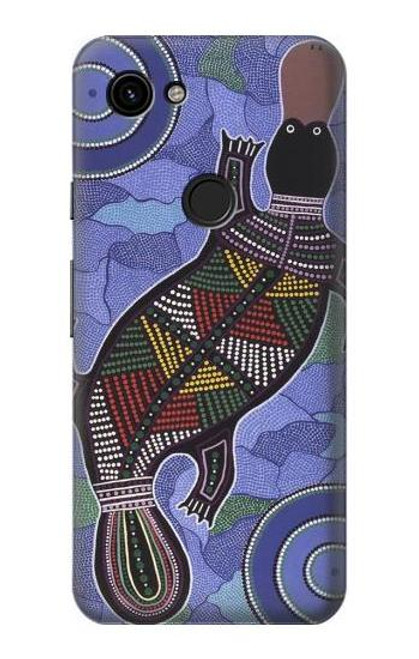 W3387 Platypus Art aborigène d'Australie Etui Coque Housse et Flip Housse Cuir pour Google Pixel 3a