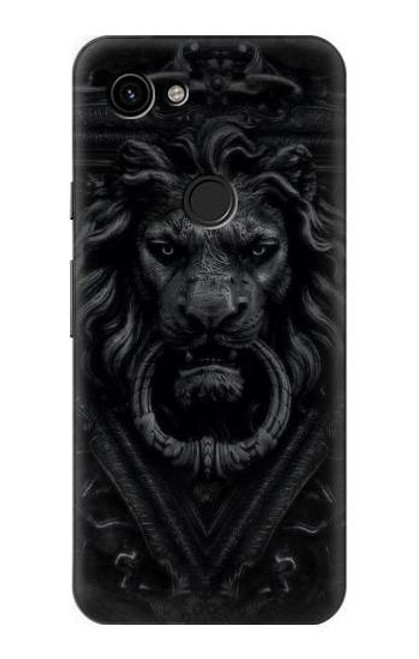 W3619 Lion noir gothique Etui Coque Housse et Flip Housse Cuir pour Google Pixel 3a