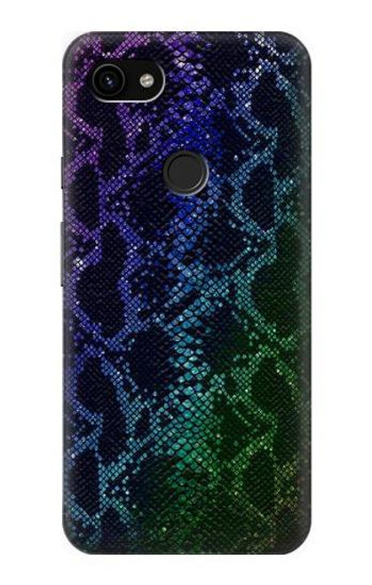 W3366 Arc en ciel Python graphique Imprimer Peau Etui Coque Housse et Flip Housse Cuir pour Google Pixel 3a XL