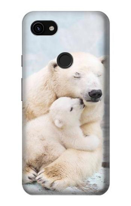W3373 Famille d'ours polaire Etui Coque Housse et Flip Housse Cuir pour Google Pixel 3a XL