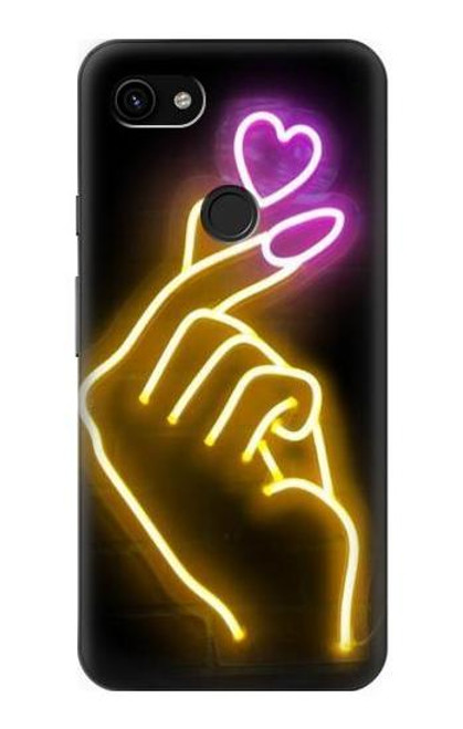 W3512 Mignon Mini coeur Néon graphique Etui Coque Housse et Flip Housse Cuir pour Google Pixel 3a XL