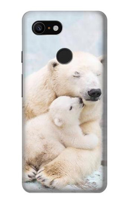 W3373 Famille d'ours polaire Etui Coque Housse et Flip Housse Cuir pour Google Pixel 3