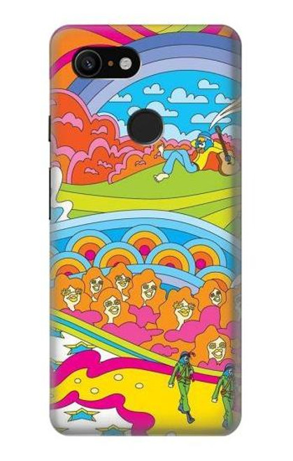 W3407 hippie Art Etui Coque Housse et Flip Housse Cuir pour Google Pixel 3