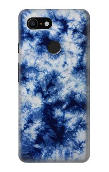 W3439 Tissu Indigo Tie Dye Etui Coque Housse et Flip Housse Cuir pour Google Pixel 3