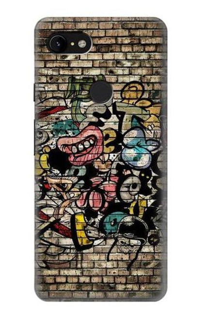 W3394 Graffiti mur Etui Coque Housse et Flip Housse Cuir pour Google Pixel 3 XL