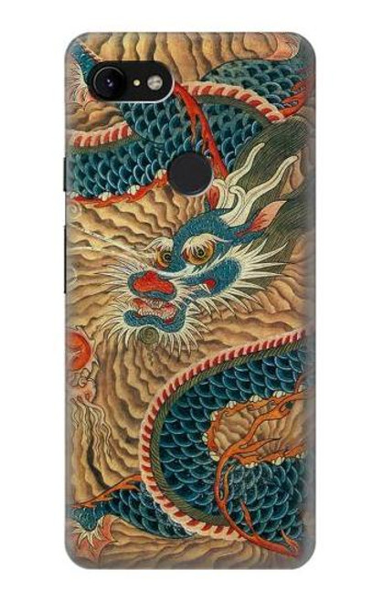 W3541 Peinture Dragon Nuage Etui Coque Housse et Flip Housse Cuir pour Google Pixel 3 XL