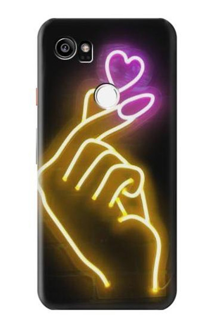 W3512 Mignon Mini coeur Néon graphique Etui Coque Housse et Flip Housse Cuir pour Google Pixel 2 XL