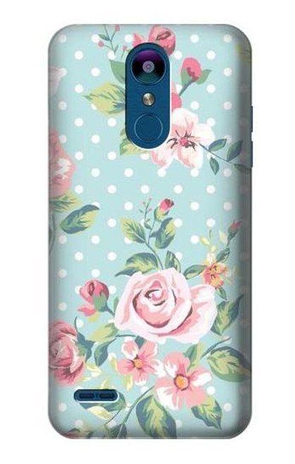 W3494 Rose à pois millésimé Etui Coque Housse et Flip Housse Cuir pour LG K8 (2018)