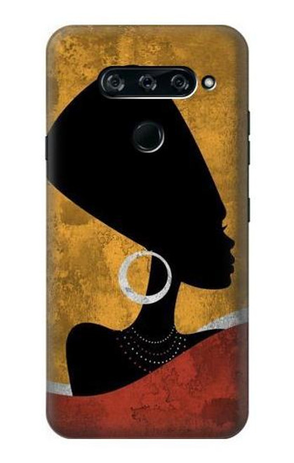 W3453 Africaine Reine Néfertiti Silhouette Etui Coque Housse et Flip Housse Cuir pour LG V40, LG V40 ThinQ