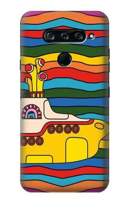 W3599 Hippie submarin Jaune Etui Coque Housse et Flip Housse Cuir pour LG V40, LG V40 ThinQ