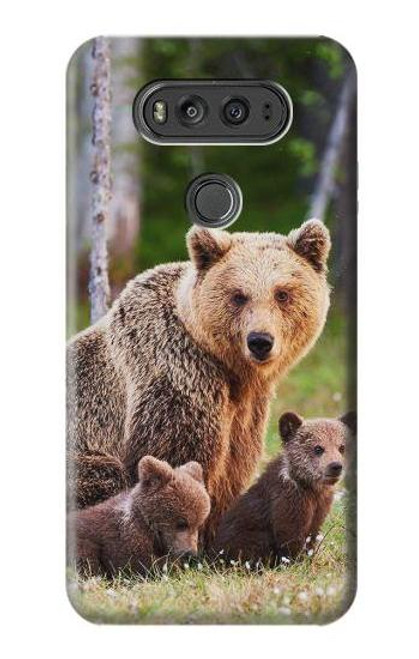 W3558 Famille d'ours Etui Coque Housse et Flip Housse Cuir pour LG V20