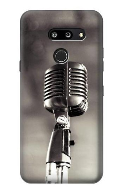 W3495 Microphone millésimé Etui Coque Housse et Flip Housse Cuir pour LG G8 ThinQ