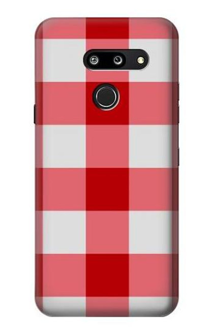 W3535 Rouge vichy Etui Coque Housse et Flip Housse Cuir pour LG G8 ThinQ