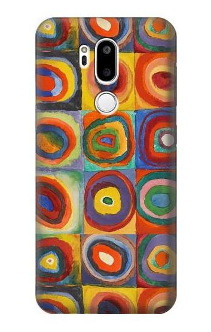 W3409 Carrés cercles concentriques Etui Coque Housse et Flip Housse Cuir pour LG G7 ThinQ