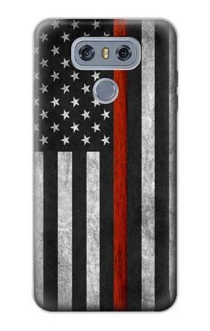 W3472 sapeur pompier Rouge mince ligne Drapeau Etui Coque Housse et Flip Housse Cuir pour LG G6