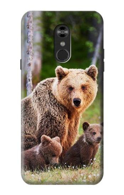 W3558 Famille d'ours Etui Coque Housse et Flip Housse Cuir pour LG Q Stylo 4, LG Q Stylus