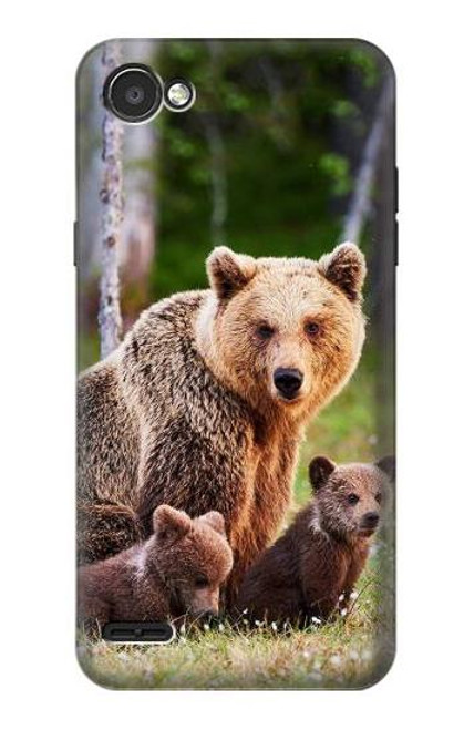 W3558 Famille d'ours Etui Coque Housse et Flip Housse Cuir pour LG Q6