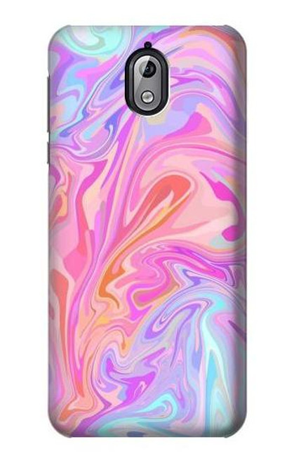 W3444 Art numérique liquide coloré Etui Coque Housse et Flip Housse Cuir pour Nokia 3.1