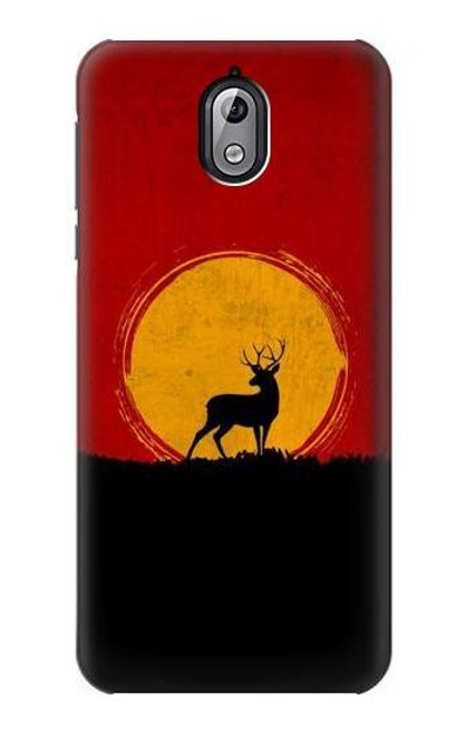 W3513 Coucher de soleil de Deer Etui Coque Housse et Flip Housse Cuir pour Nokia 3.1