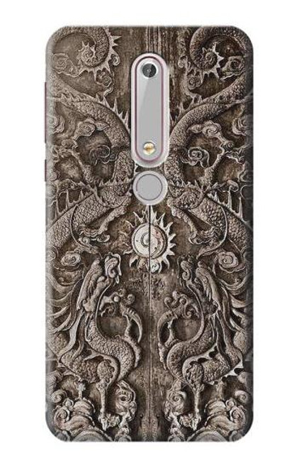 W3395 dragon Porte Etui Coque Housse et Flip Housse Cuir pour Nokia 6.1, Nokia 6 2018