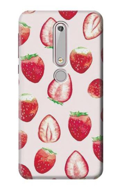 W3481 fraise Etui Coque Housse et Flip Housse Cuir pour Nokia 6.1, Nokia 6 2018