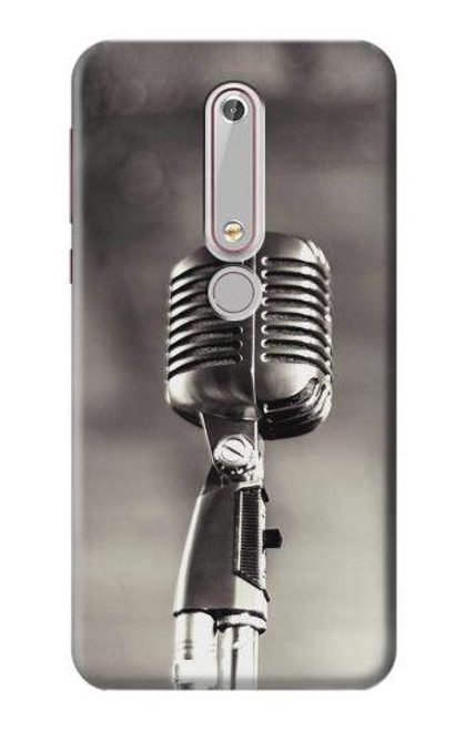 W3495 Microphone millésimé Etui Coque Housse et Flip Housse Cuir pour Nokia 6.1, Nokia 6 2018