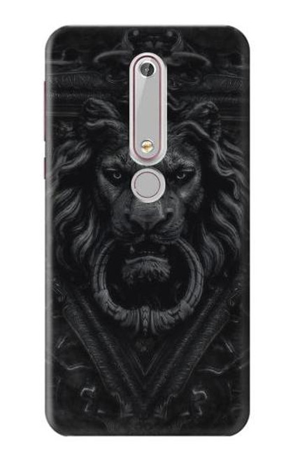 W3619 Lion noir gothique Etui Coque Housse et Flip Housse Cuir pour Nokia 6.1, Nokia 6 2018