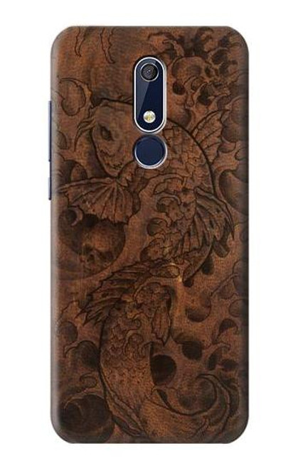W3405 Graphique poisson Tatouage cuir Imprimer Etui Coque Housse et Flip Housse Cuir pour Nokia 5.1, Nokia 5 2018
