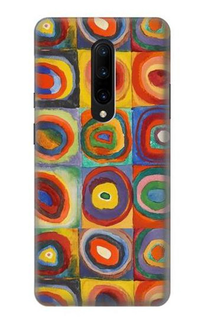 W3409 Carrés cercles concentriques Etui Coque Housse et Flip Housse Cuir pour OnePlus 7 Pro