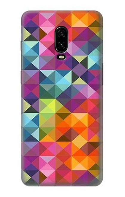 W3477 Motif abstrait de diamant Etui Coque Housse et Flip Housse Cuir pour OnePlus 6T